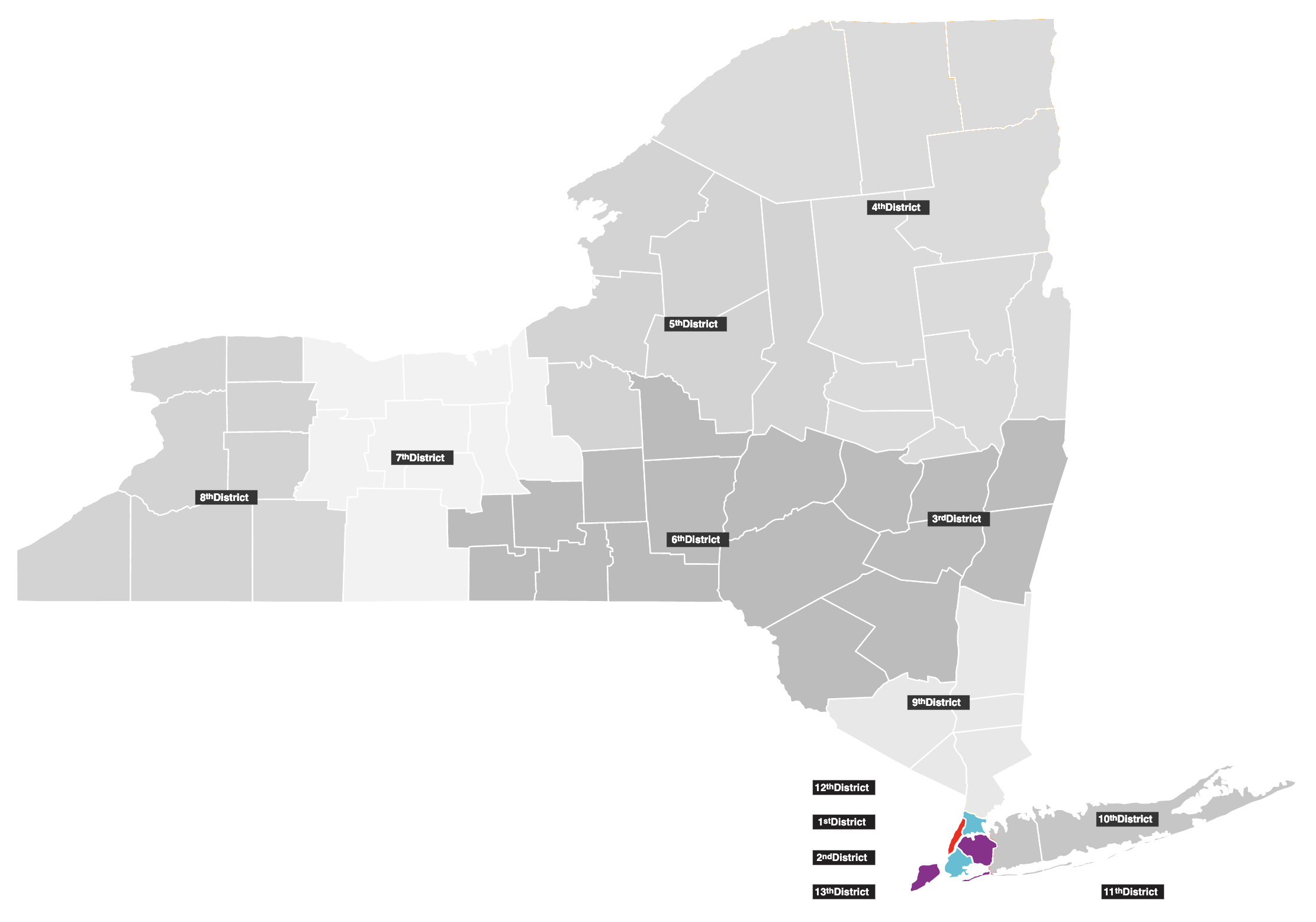 Map of New York City's Judicial Districts